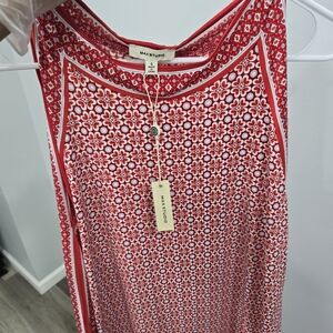 Max Studio Red and White Patterned Blouse